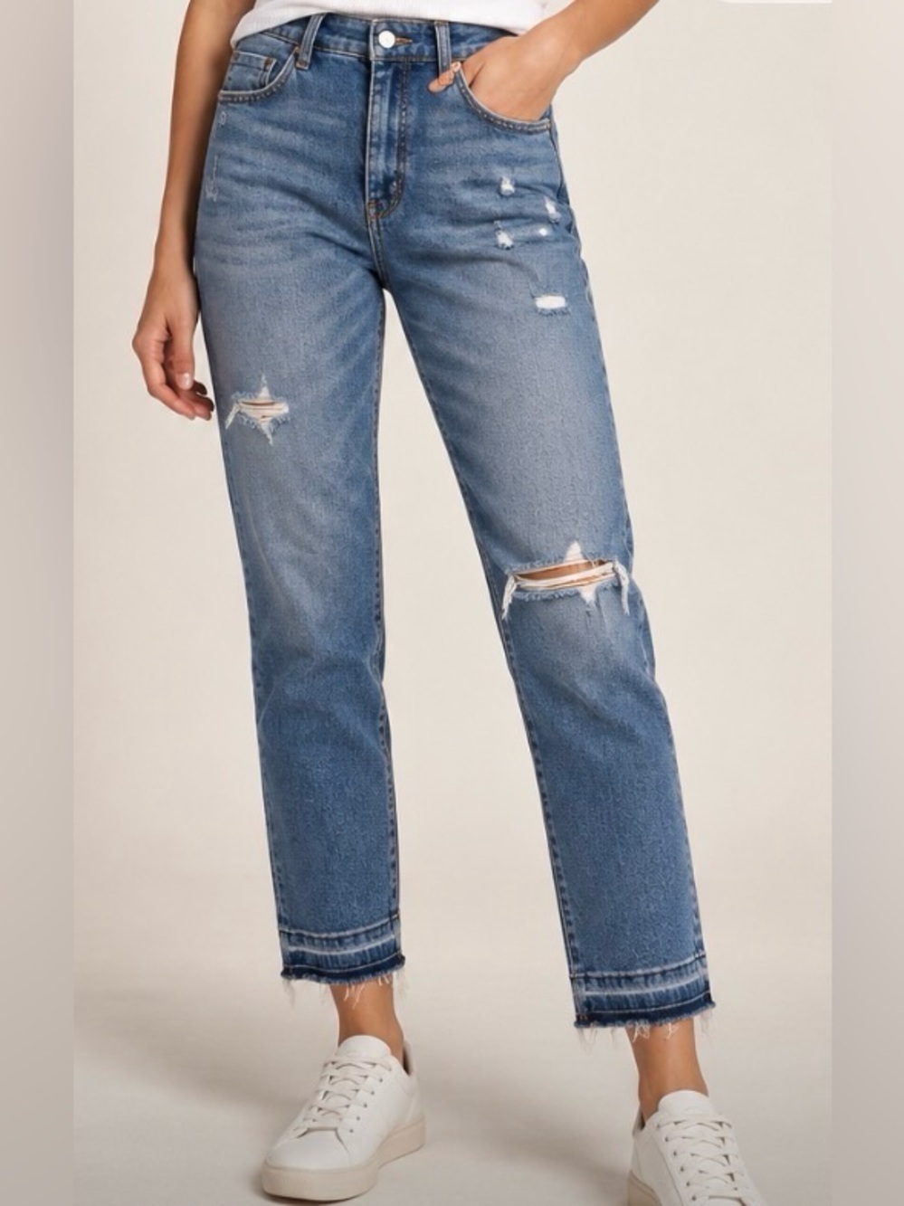 Anthropologie Pilcro High Rise Cigarette Distressed Raw Hem Jeans Size 29